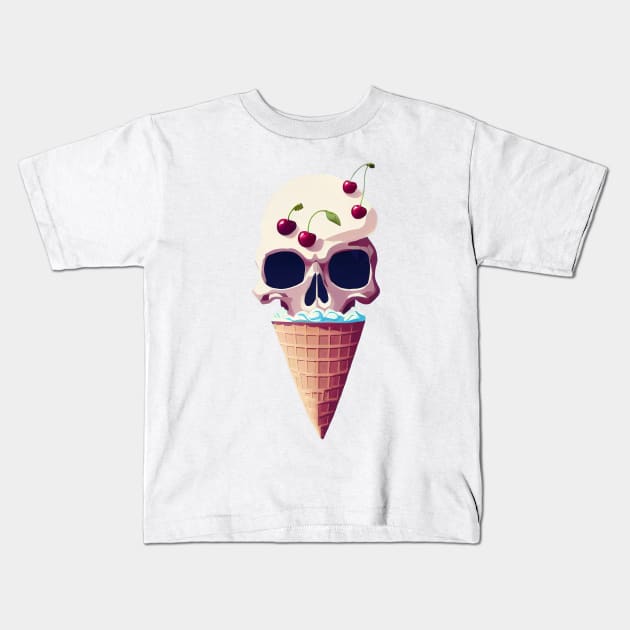 Cool Ice Cream Skull T-Shirt Kids T-Shirt by Gelo Kavon